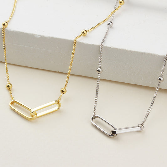 925k Sterling Silver Paperclip Link Necklace - alternate view 2