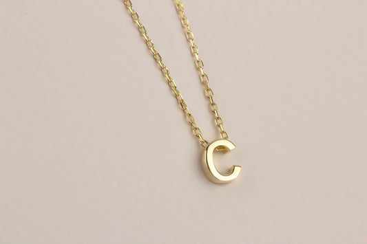 925k Sterling Silver 3D Minimalist Letter C Necklace - alternate view 2