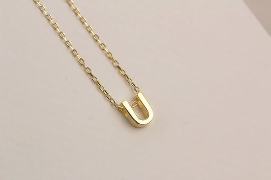 925k Sterling Silver 3D Minimalist Letter U Necklace - alternate view 2