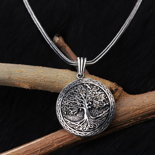925k Sterling Silver Men Tree of Life Necklace - alternate view 2