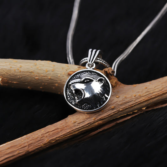 925k Sterling Silver Men Wild Tiger Necklace - alternate view 2