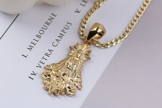 925k Sterling Silver Gourmet Chain Virgin Mary Necklace - alternate view 2