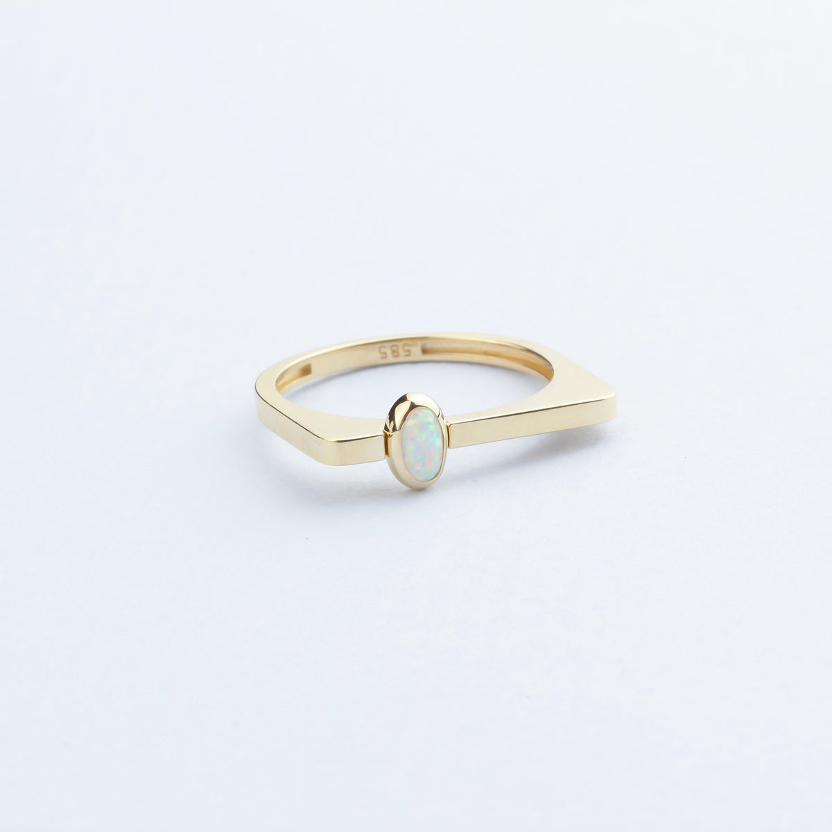 14k Solid Gold White Opal Stone Ring - alternate view 7