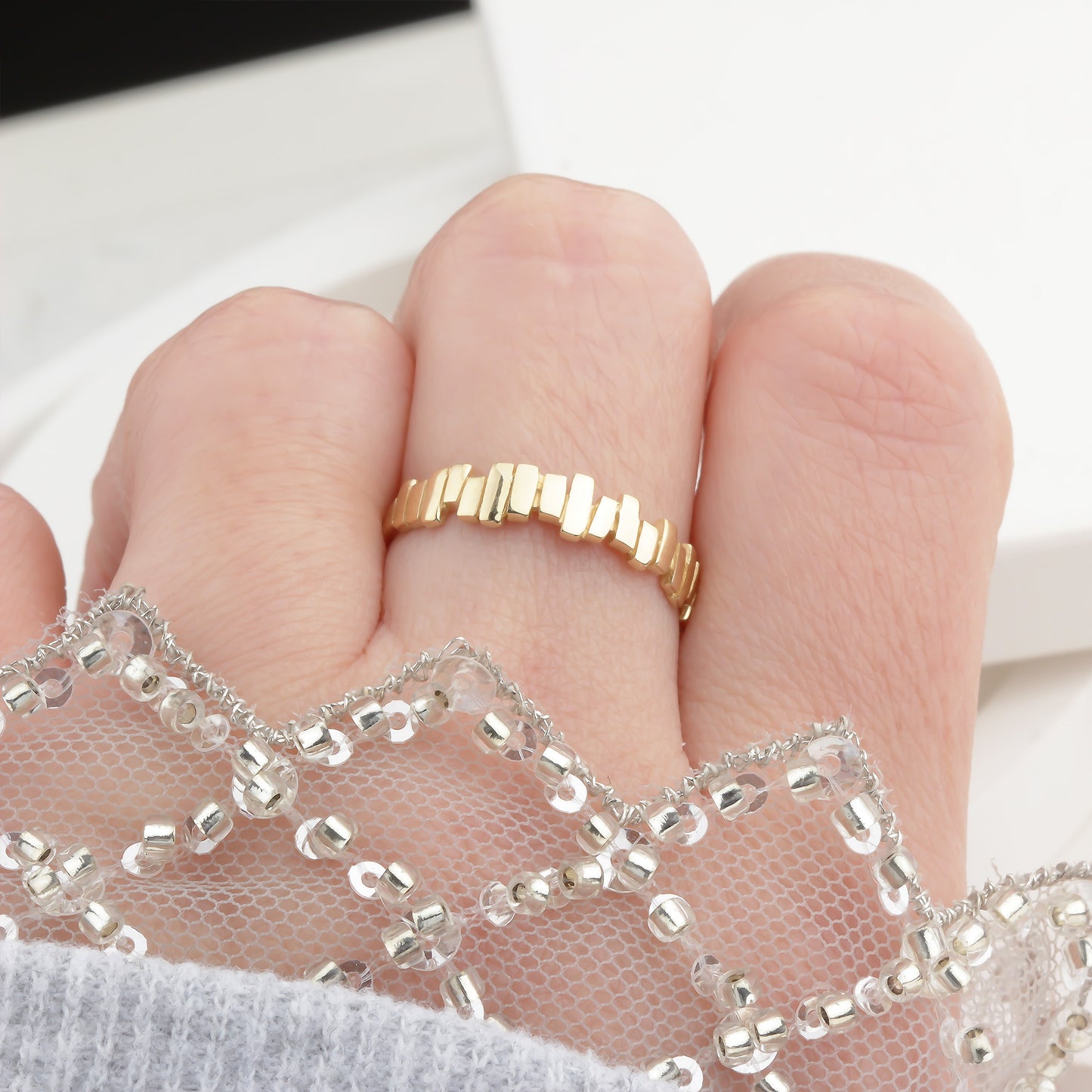 14k Solid Gold Asymmetrical Ring - alternate view 7