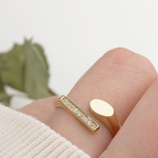 14k Solid Gold Stone-Set Ring - alternate view 2