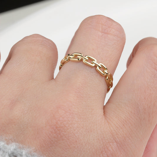 14k Solid Gold Chain Ring - alternate view 2