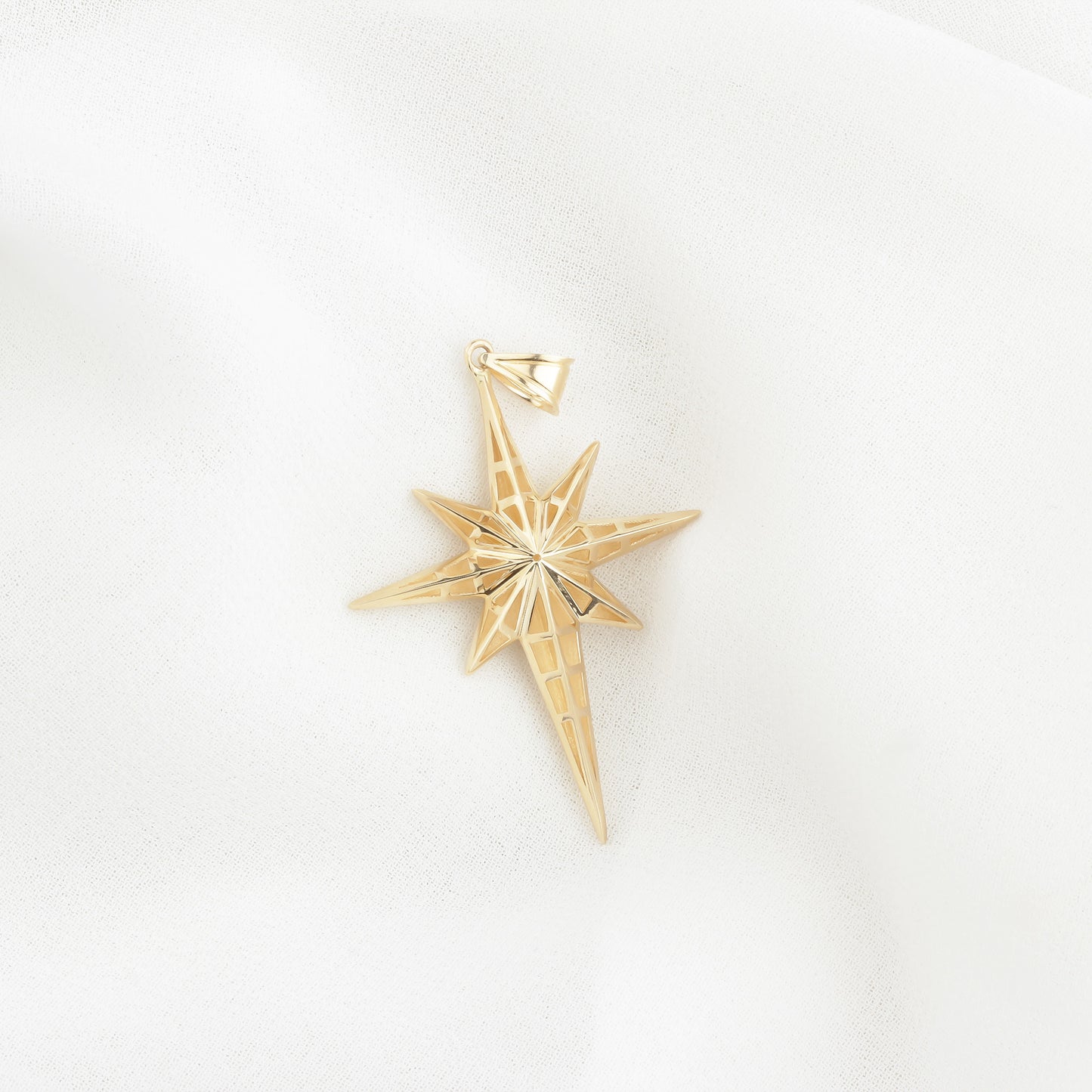 14k Solid Gold North Star Pendant - alternate view 7