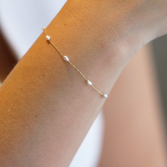 14k Solid Gold Pearl Bracelet - alternate view 2