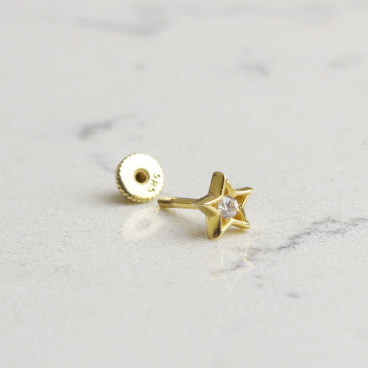 14k Solid Gold Star Helix Piercing - alternate view 2