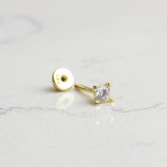 14k Solid Gold Solitaire Helix Piercing - alternate view 2