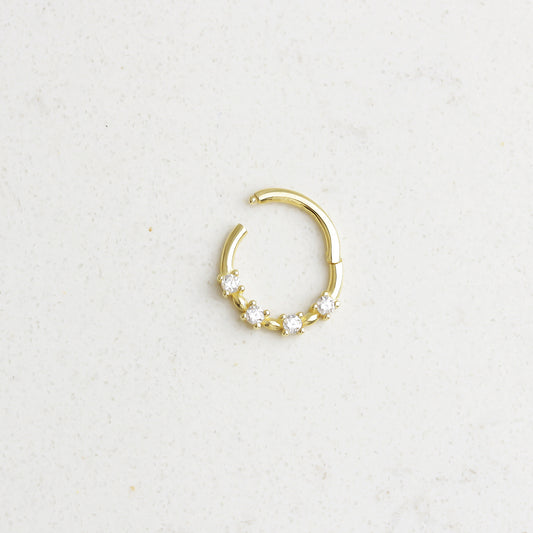 14k Solid Gold Stone Ring Piercing - alternate view 2