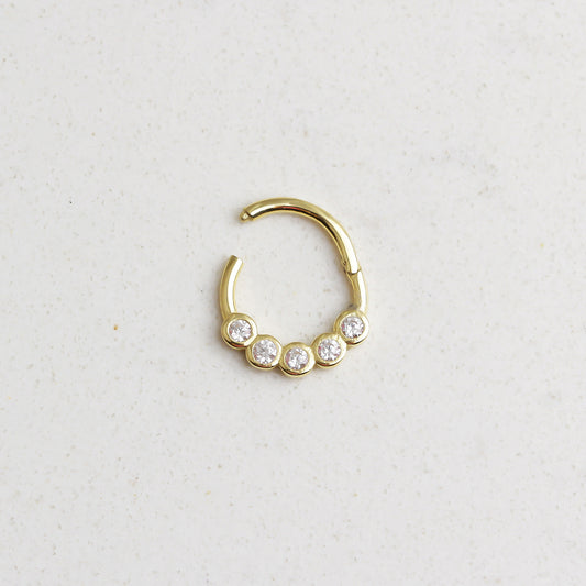 14k Solid Gold Five Stone Ring Piercing - alternate view 2
