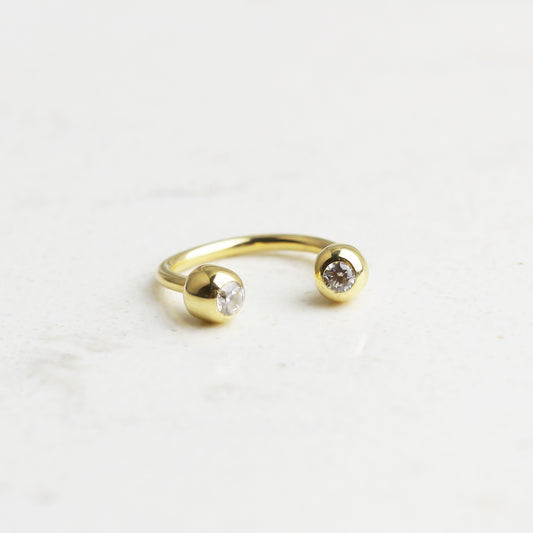 14k Solid Gold Stone Half Ring Piercing - alternate view 2