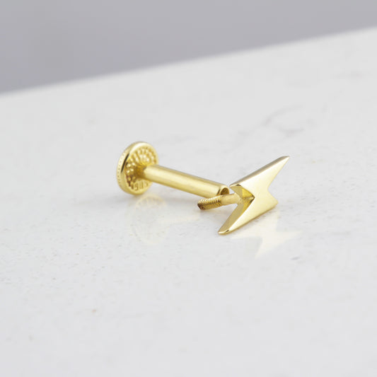 14k Solid Gold Lightning Tragus Piercing - alternate view 2