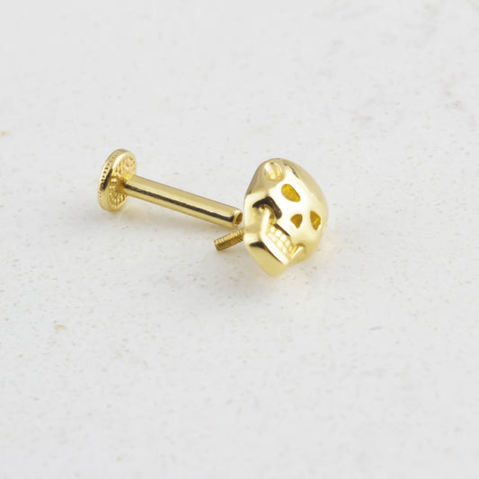 14k Solid Gold Skull Tragus Piercing - alternate view 2
