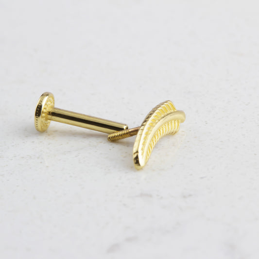 14k Solid Gold Leaf Tragus Piercing - alternate view 2