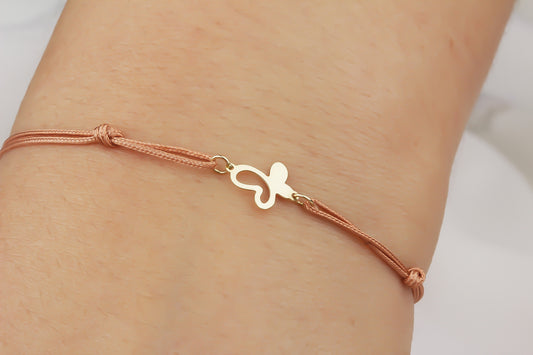 14k Solid Gold Butterfly Rope Bracelet - alternate view 2