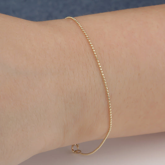 14k Solid Gold 1mm Ball Chain Bracelet - alternate view 2