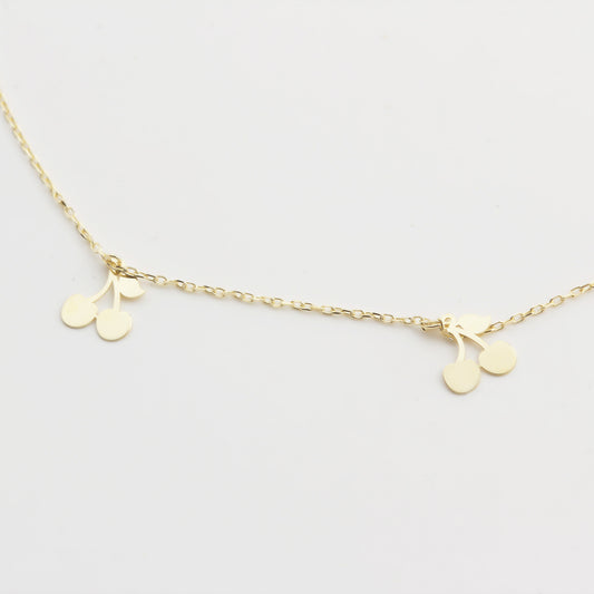 14k Solid Gold Cherry Anklet - alternate view 2