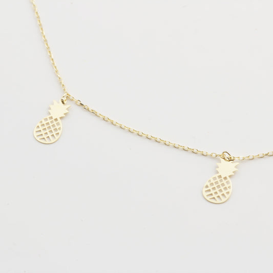 14k Solid Gold Pineapple Anklet - alternate view 2