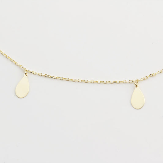 14k Solid Gold Water Drop Anklet - alternate view 2