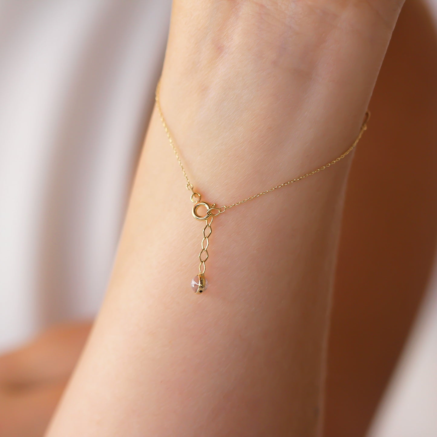 14k Solid Gold Flower Hand Chain - alternate view 4
