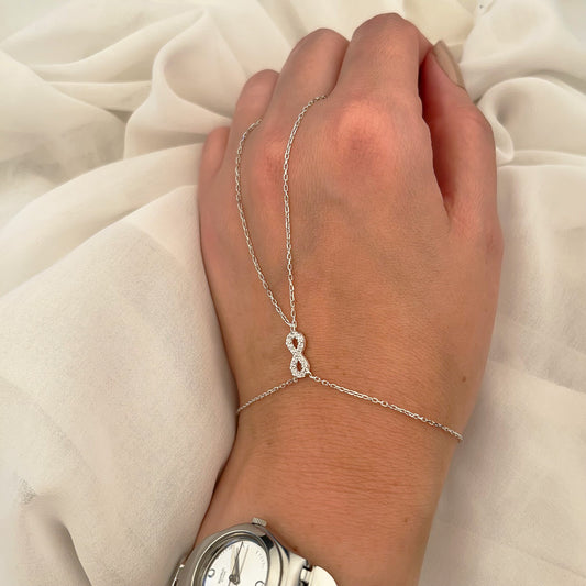 925 Sterling Silver Infinity Hand Chain Bracelet