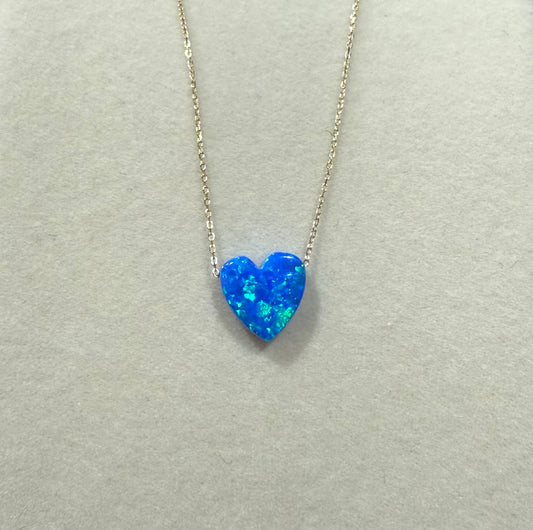 OPAL BLUE HEART NECKLACE