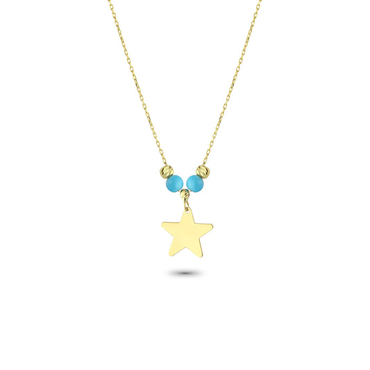14k Solid Gold Color Stone Star Necklace - alternate view 2
