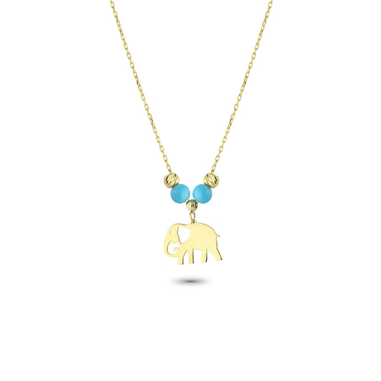14k Solid Gold Color Stone Elephant Necklace - alternate view 2