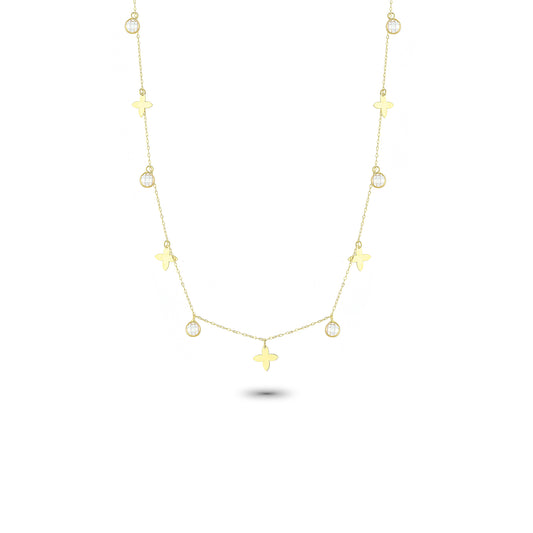 14k Solid Gold Butterfly Luck Necklace - alternate view 2