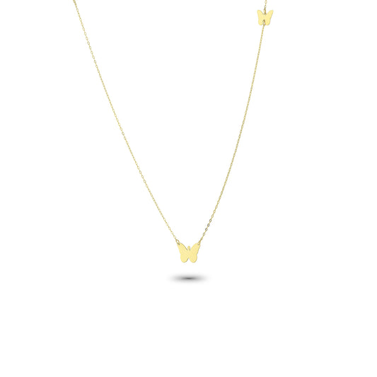 14k Solid Gold Butterfly Necklace - alternate view 2