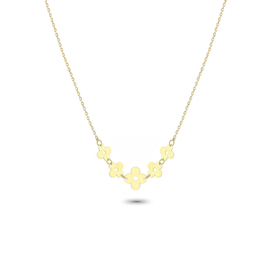 14k Solid Gold Flower Necklace - alternate view 2