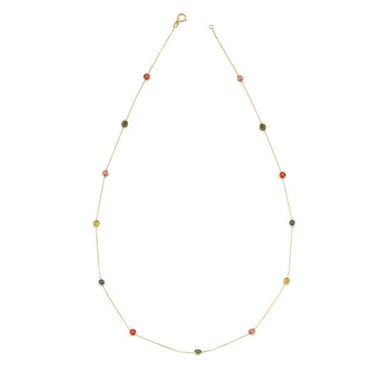 14k Solid Gold Colored Pave Necklace - alternate view 2