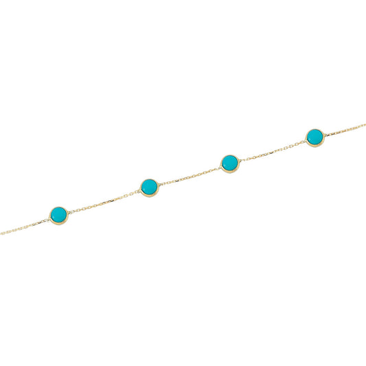 14k Solid Gold Turquoise Bracelet - alternate view 2