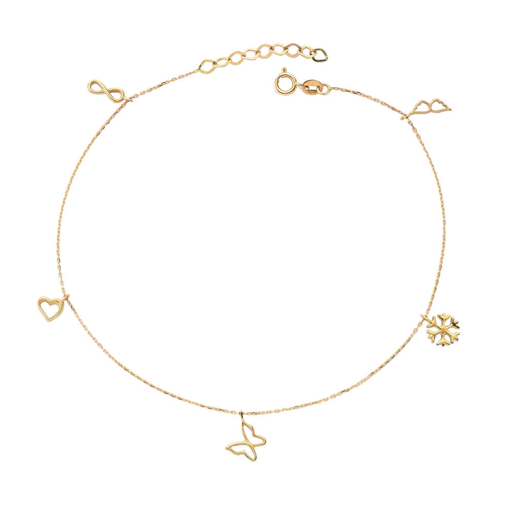 14k Solid Gold Lucky Symbol Anklet