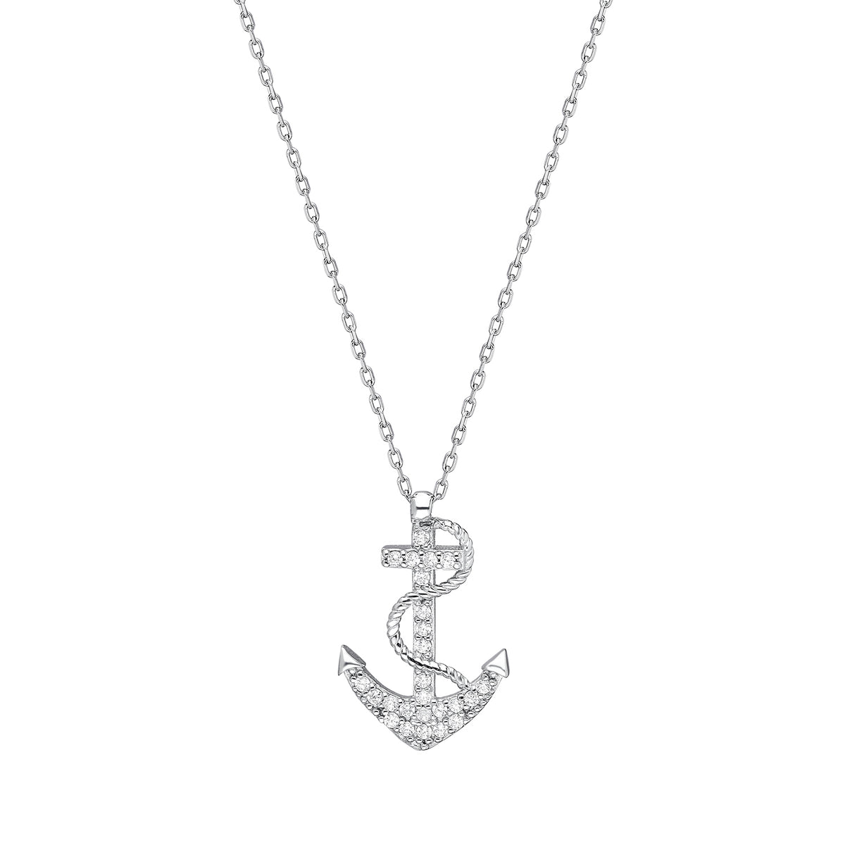 925k Sterling Silver Anchor Necklace