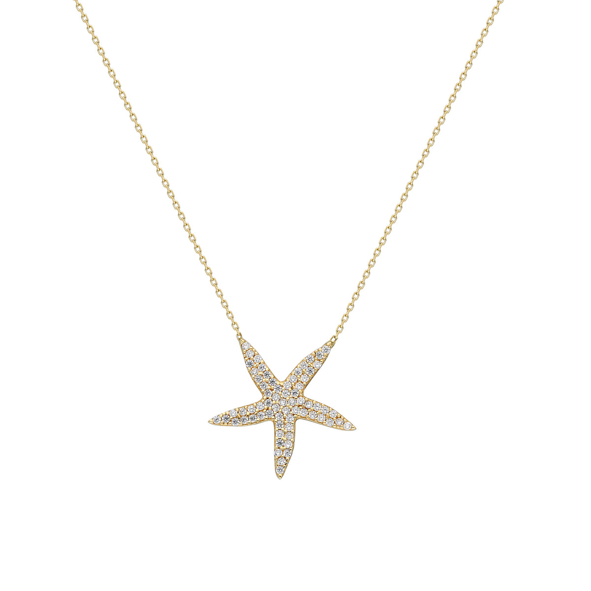 14k Solid Gold Starfish Necklace