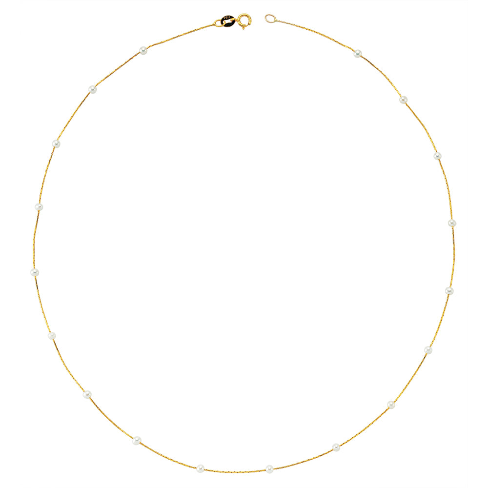 14k Solid Gold Pearl Necklace - alternate view 2