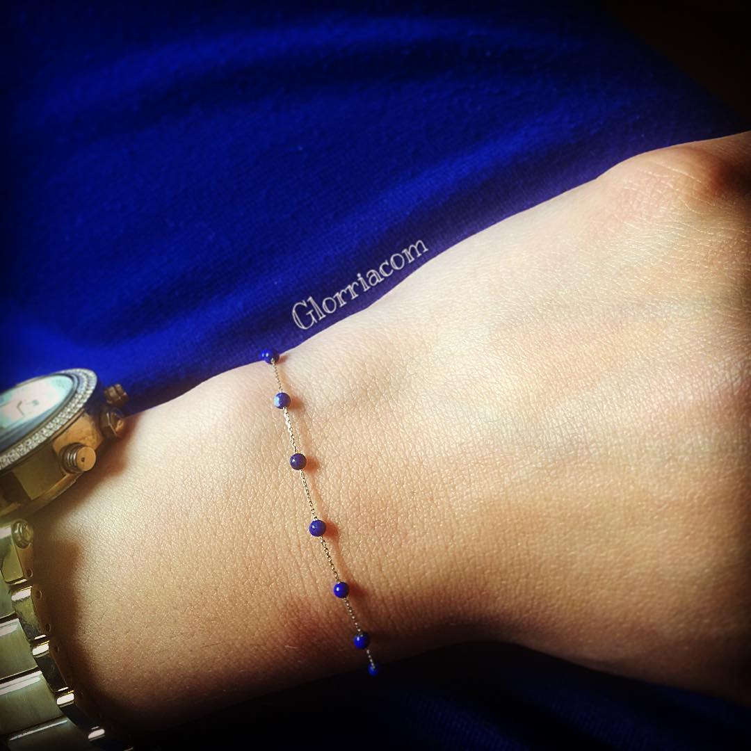 14k Solid Gold Lapis Pave Bracelet - alternate view 4