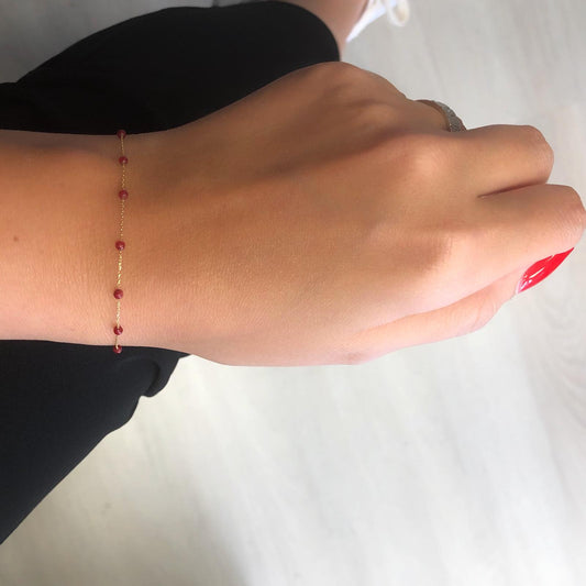 14k Solid Gold Coral Pave Bracelet - alternate view 2