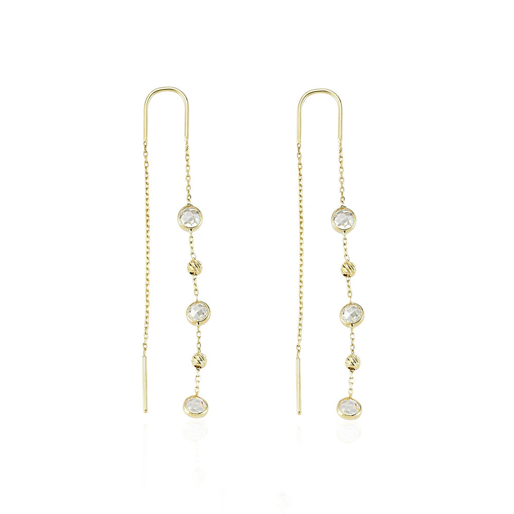 14k Solid Gold Pave Earring