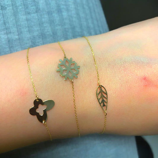 14k Solid Gold Leaf Bracelet - alternate view 2