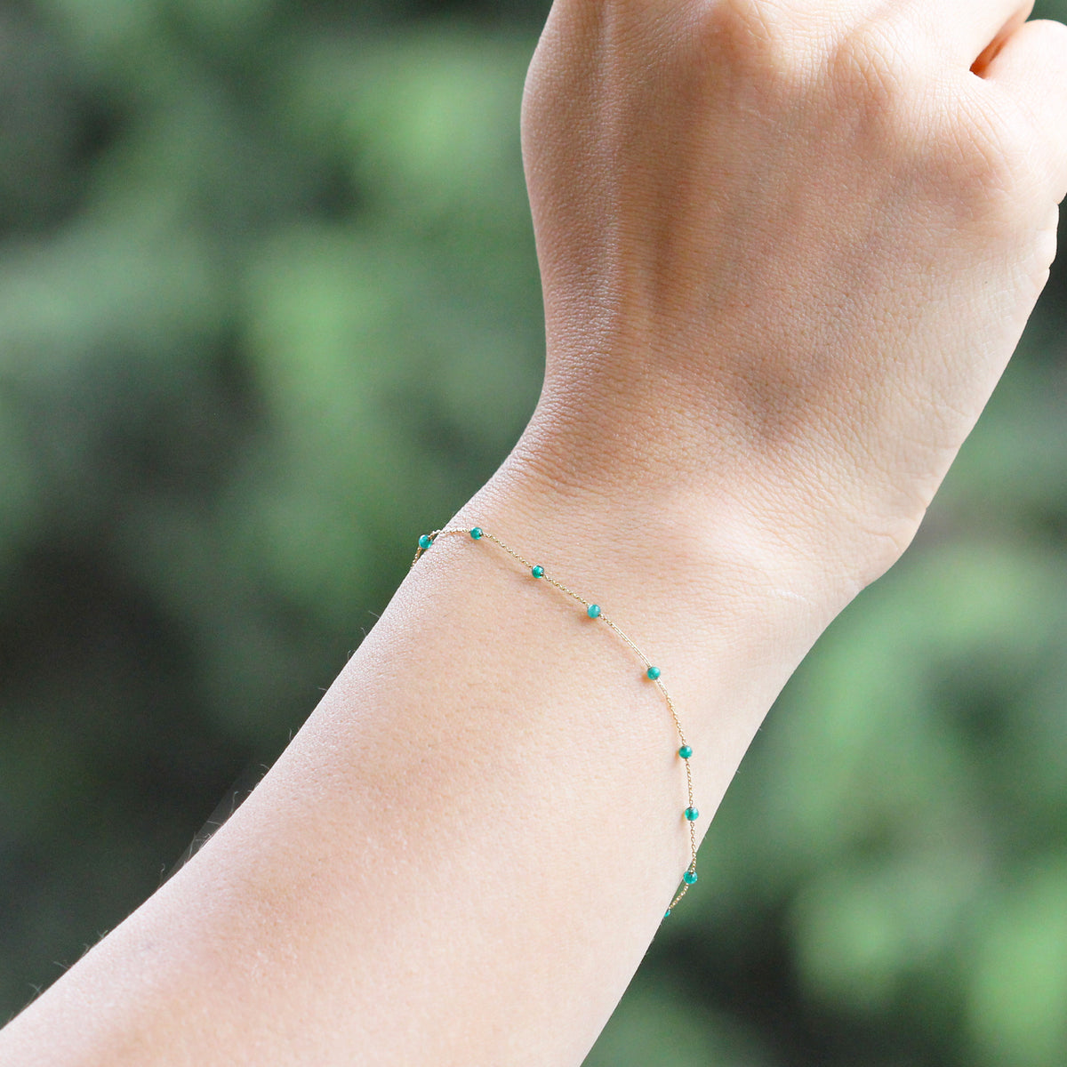 14k Solid Gold Jade Pave Bracelet - alternate view 5