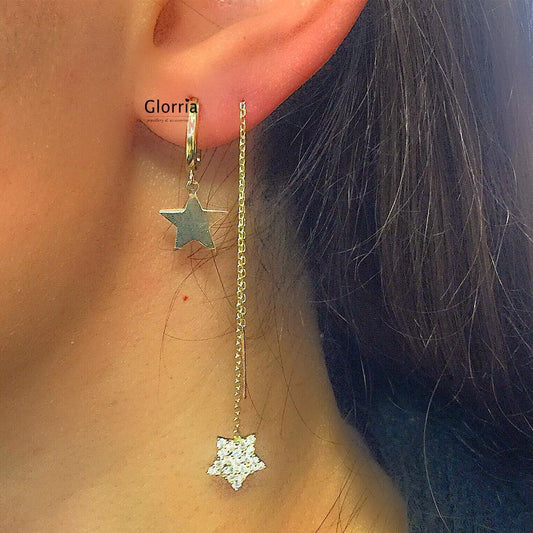 14k Solid Gold Star Earring - alternate view 2