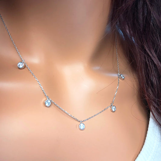 925k Sterling Silver Row of Paves Necklace - alternate view 2