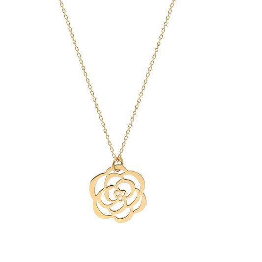 14k Solid Gold Rose Theme Necklace - alternate view 2
