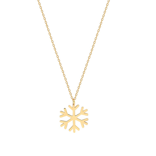 14k Solid Gold Snowflake Necklace - alternate view 2