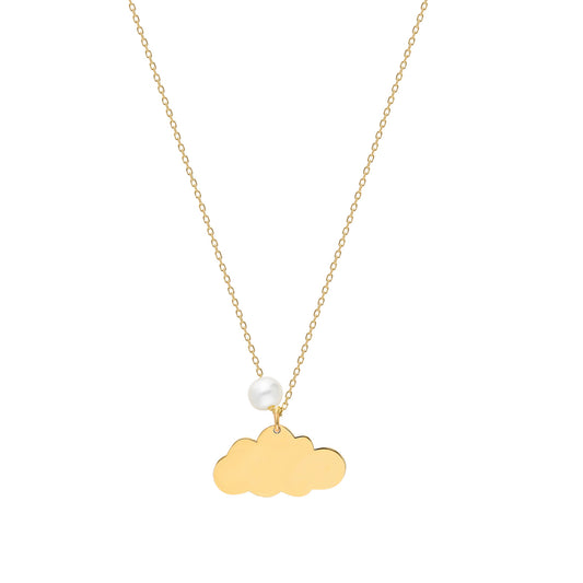14k Solid Gold Pearl Cloud Necklace - alternate view 2