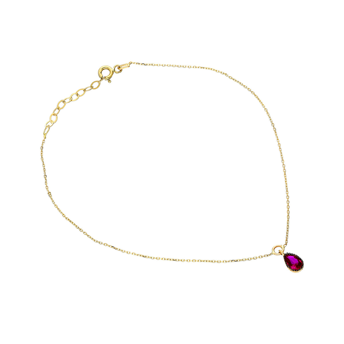 14k Solid Gold Drop Anklet
